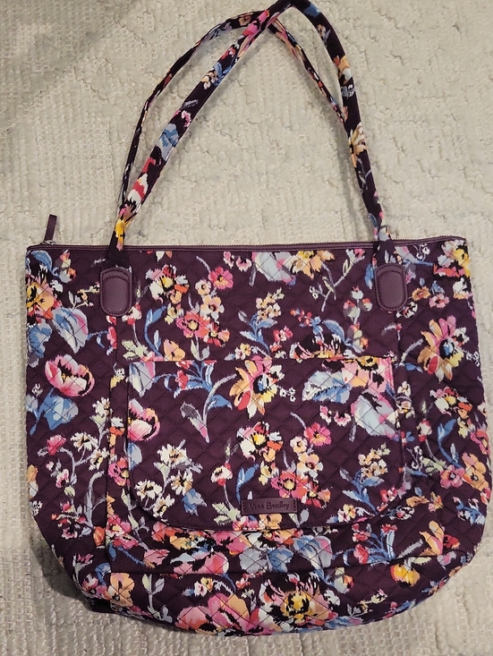 Vera Bradley Handbags - Vera Bradley Plum Floral Quilted Shoulder Tote